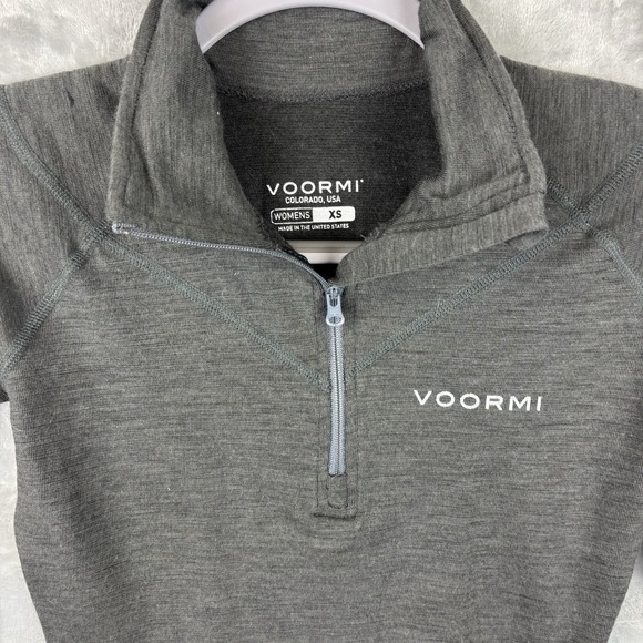 Voormi Womens XS Gray Quarter Zip Wool Blend Long Sleeve Pullover Stretch USA - Picture 2 of 11